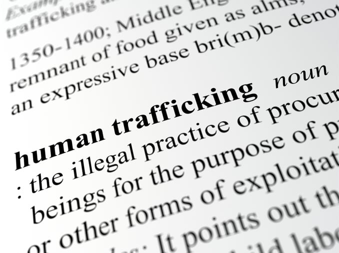 Dictionary entry defining human trafficking.